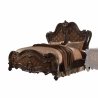 Ornate Carved Classic Traditional Wood Bed Frame with Upholstered Headboard