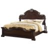 Ornate Classic Wooden Bed Frame with Carved Headboard Footboard Dark Finish