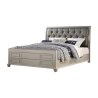 Chic Silver Tufted Headboard Bed with Footboard Drawers