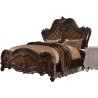 Elegant Classic Traditional Carved Wood King Size Bed with Upholstered Headboard