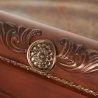 Luxury Carved Wood Sleigh Bed with Upholstered Headboard