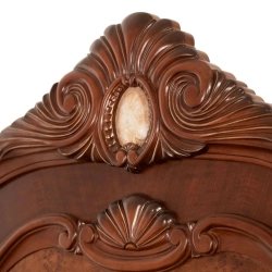 Luxury Carved Wood Sleigh Bed with Upholstered Headboard