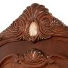 Luxury Carved Wood Sleigh Bed with Upholstered Headboard