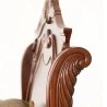 Luxury Carved Wood Sleigh Bed with Upholstered Headboard