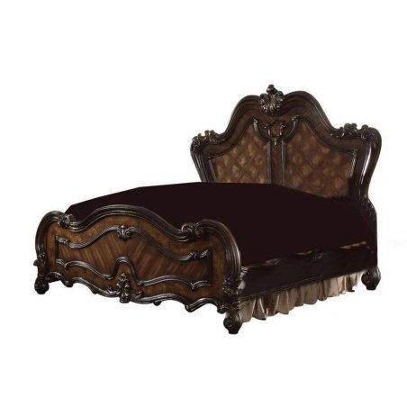 Elegant Classic Wood Bed Frame Intricate Hand Carving