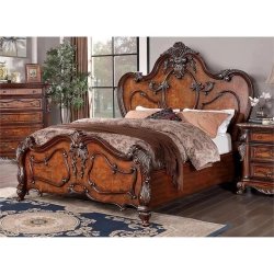 Classic Ornate Carved Wooden Bed Frame