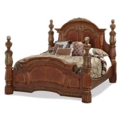 Ornate Carved Solid Wood Four Poster Canopy Bed Frame Classic Design