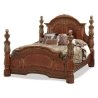 Ornate Carved Solid Wood Four Poster Canopy Bed Frame Classic Design