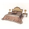 Elegant Classic Upholstered Bed Frame with Nightstands and Lamps