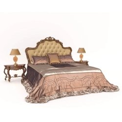 Elegant Classic Upholstered Bed Frame with Nightstands and Lamps