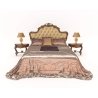 Elegant Classic Upholstered Bed Frame with Nightstands and Lamps