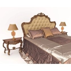Elegant Classic Upholstered Bed Frame with Nightstands and Lamps