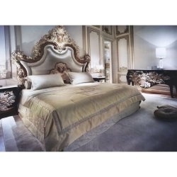 Opulent Classic Carved Wood and Upholstered Luxury Bed