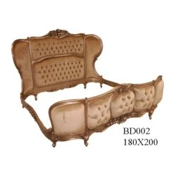 Luxury Classic Carved Upholstered Bed Frame Gold Finish 180x200