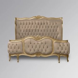 Luxury Classic Carved Upholstered Bed Frame Gold Finish 180x200