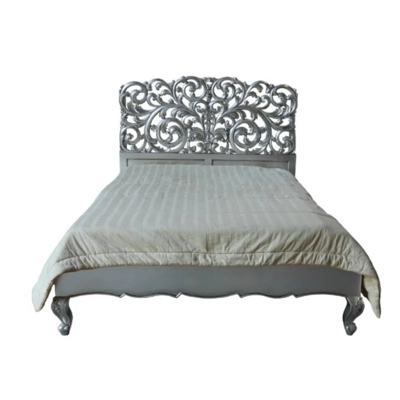 Elegant Gold Carved Headboard Bed Classic Style Bedroom Furniture