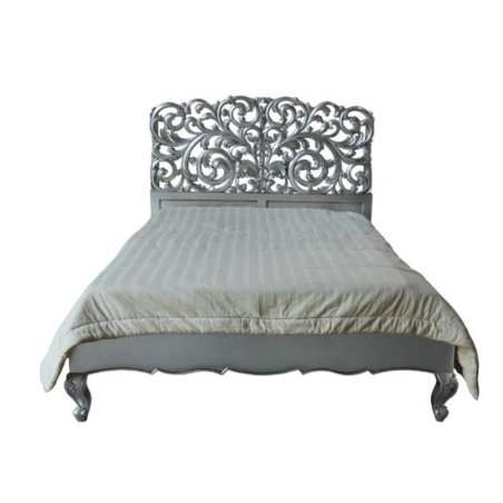Elegant Gold Carved Headboard Bed Classic Style Bedroom Furniture