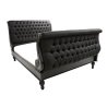 Luxury Upholstered Sleigh Bed Frame Black Tufted Design