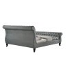Luxury Upholstered Sleigh Bed Frame Black Tufted Design