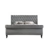 Luxury Upholstered Sleigh Bed Frame Black Tufted Design