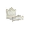 Luxury White Ornate Carved Tufted Bed Frame Classic Style