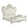 Luxury White Ornate Carved Tufted Bed Frame Classic Style