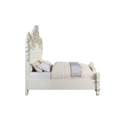 Luxury White Ornate Carved Tufted Bed Frame Classic Style
