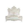 Luxury White Ornate Carved Tufted Bed Frame Classic Style