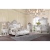 Luxury White Ornate Carved Tufted Bed Frame Classic Style