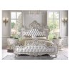 Luxury White Ornate Carved Tufted Bed Frame Classic Style