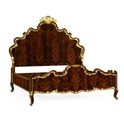 Classic Ornate Wood Bed with Gold Carvings | Luxury Bedroom Furniture