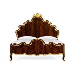 Classic Ornate Wood Bed with Gold Carvings | Luxury Bedroom Furniture
