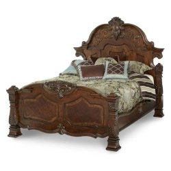 Ornate Hand-Carved Classic Wooden Bed Frame
