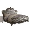 Luxury Classic Baroque Tufted King Size Bed with Ornate Carved Wood Frame