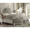 Luxury Classic Baroque Tufted King Size Bed with Ornate Carved Wood Frame