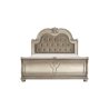 Luxury Carved Sleigh Bed with Tufted Headboard - Champagne Finish