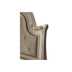 Luxury Carved Sleigh Bed with Tufted Headboard - Champagne Finish