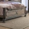 Elegant Traditional Baroque Carved Wood Bed with Tufted Headboard