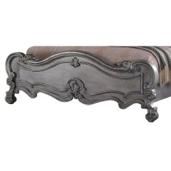 Luxury Carved Wood Bed Frame - Baroque Style Antique Silver Finish