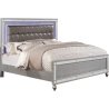 Modern Bed Frame with LED Lights Tufted Headboard and Mirrored Accents