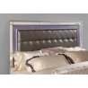 Modern Bed Frame with LED Lights Tufted Headboard and Mirrored Accents