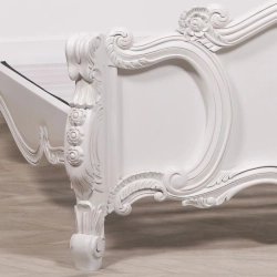 Elegant White Hand Carved Wood Bed Frame Classic European Style