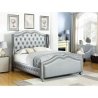 Glamorous Silver Upholstered Tufted Wingback Bed with Nailhead Trim