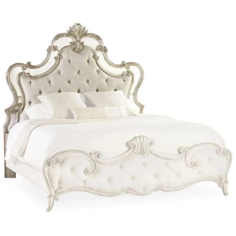 Luxury Carved Tufted Headboard and Footboard Bed Luxury Carved Tufted Headboard and Footboard Bed