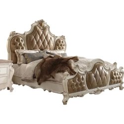 Luxury Classic Carved Upholstered Bed Frame