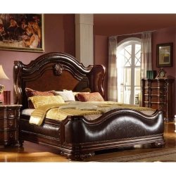 Luxury Traditional Solid Wood Bed Frame with Upholstered Details