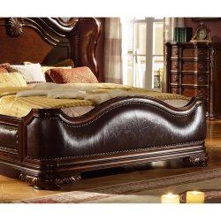 Luxury Traditional Solid Wood Bed Frame with Upholstered Details