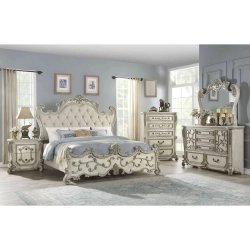 Classic Carved Upholstered Queen Bed | Elegant Bedroom Furniture