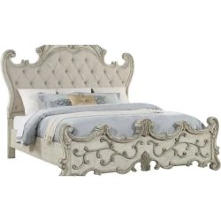 Classic Carved Upholstered Queen Bed | Elegant Bedroom Furniture