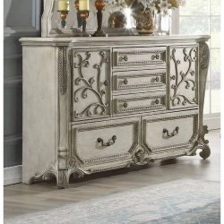 Classic Carved Upholstered Queen Bed | Elegant Bedroom Furniture